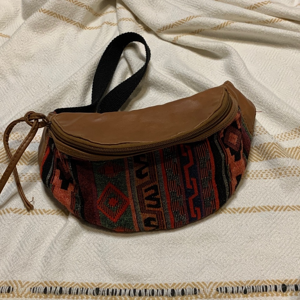 Faux Leather and Aztec Print Waistpack/Fannypack